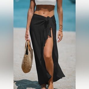 CUPSHE Black Side Tie Midi Sarong